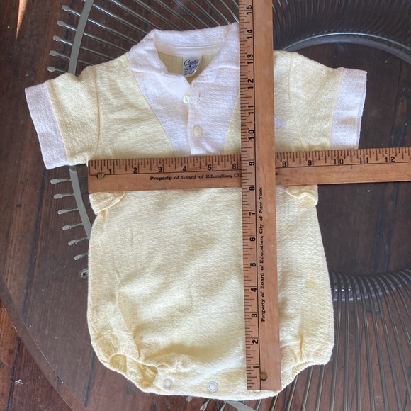 Carter’s vintage 60s mod pastel yellow knit unisex bubble romper size 6 mo. - Picture 5 of 10